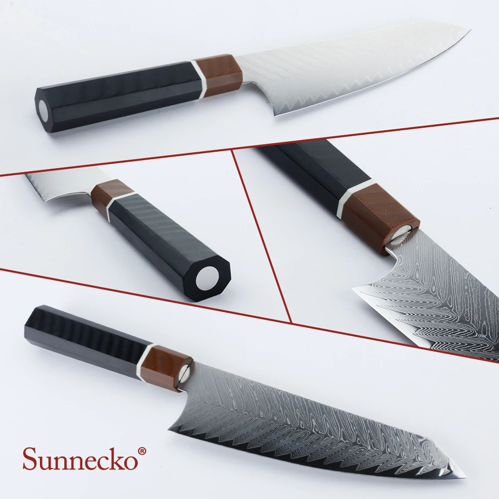 SUNNECKO " дюймовый поварской нож дамасская сталь японский VG10 стальной нож кухонные ножи G10 восьмиугольная Ручка инструмент для резки мяса овощей