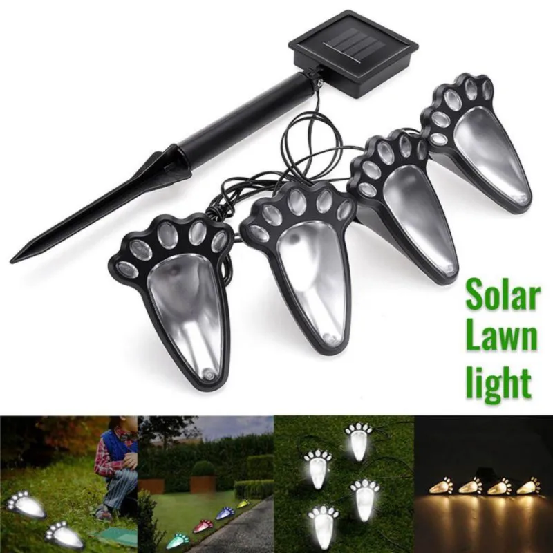 

Solar Cat Animal Paw Print Lights 4pcs LED Solar Lamps Outdoors street lamp LED Path Decorative Lighting Footprints Lamp