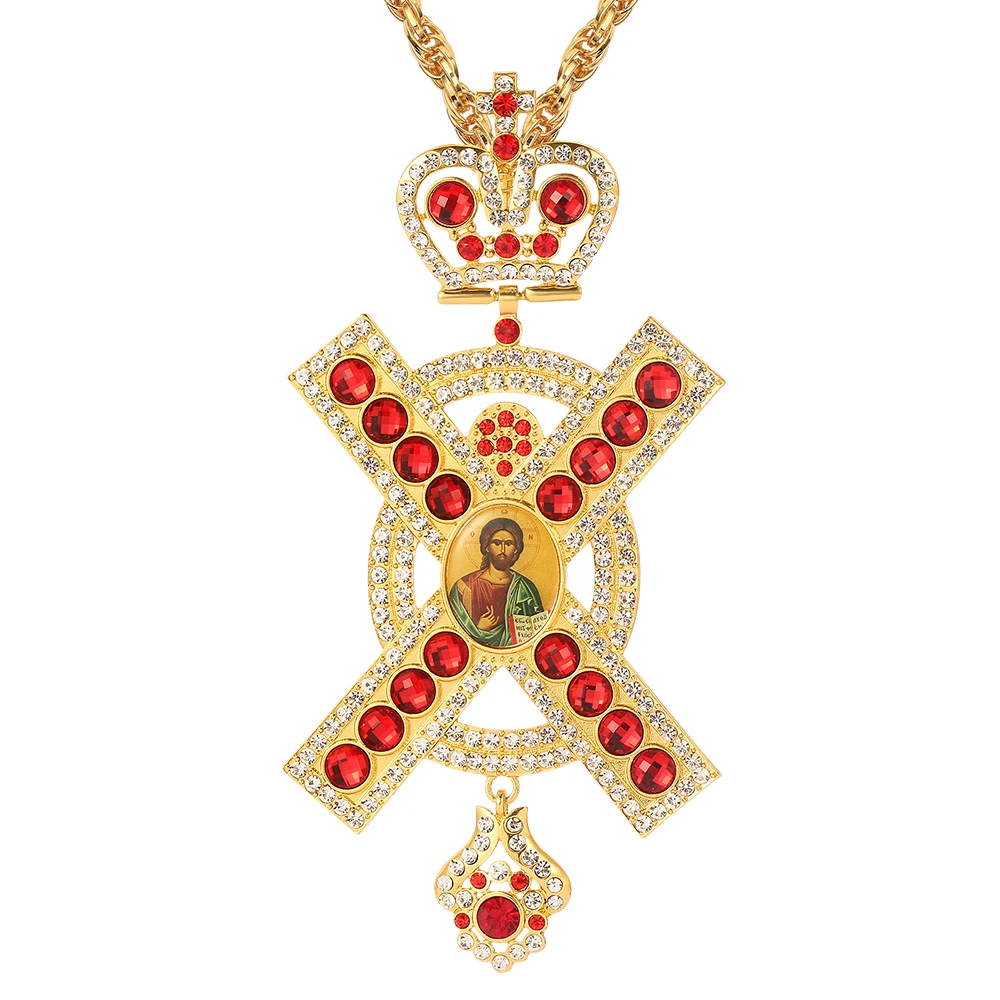 Ожерелье с кулоном в виде нагрудного Креста длинное колье распятием