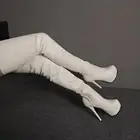 Женские ботфорты на платформе BERZIMER, бежевые Сапоги выше колена на шпильке, большие размеры 39, 43, 47, 52, высокие женские сапоги