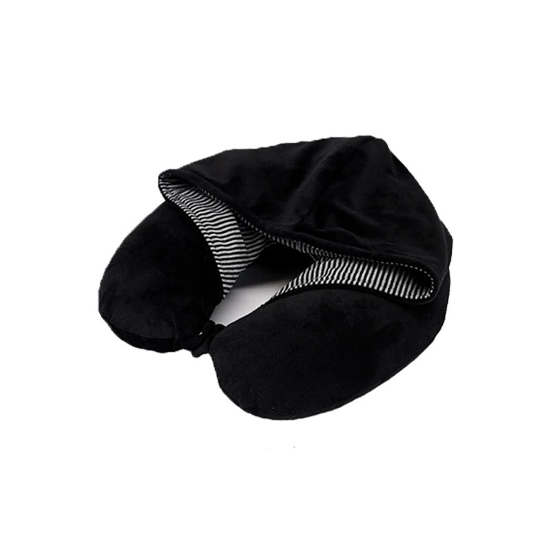 Best Oem Pure Memory Foam Hoodie Travel Rest Grey Neck Pillow Custom Logo |