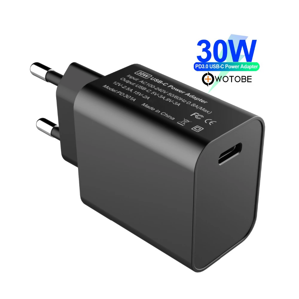 Настенное зарядное устройство WOTOBE USB Type C 30 Вт с доставкой питания PowerPort Speed PD3.0 для