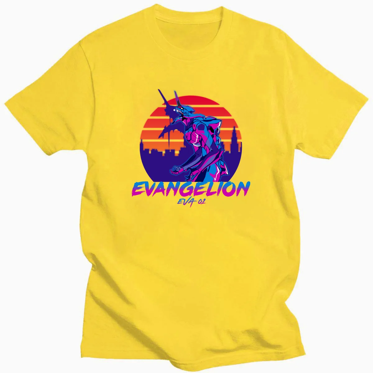 

Fashion Japanese Anime Evangelion EVA01 Art Print T-Shirts Summer Casual Short Sleeve O-neck Cotton Top Tees Cosplay For Fans