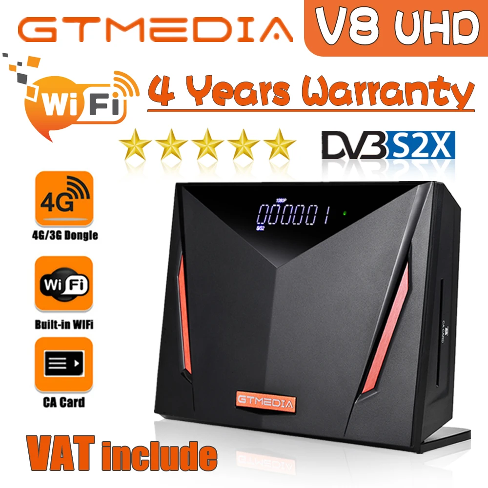 Горячая Распродажа спутниковый ресивер GTmedia V8 UHD 4K Ultra HD DVB-S2 T2 кабельный тюнер H.265 2