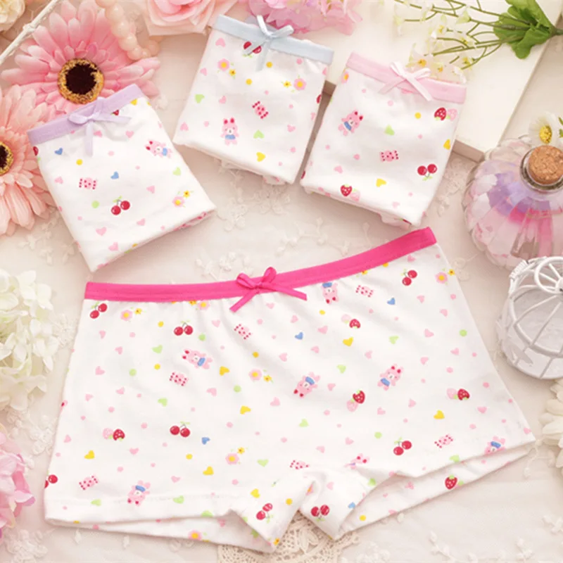 4 шт./лот Мягкое хлопковое детское нижнее белье Трусы боксеры для девочек Дышащие