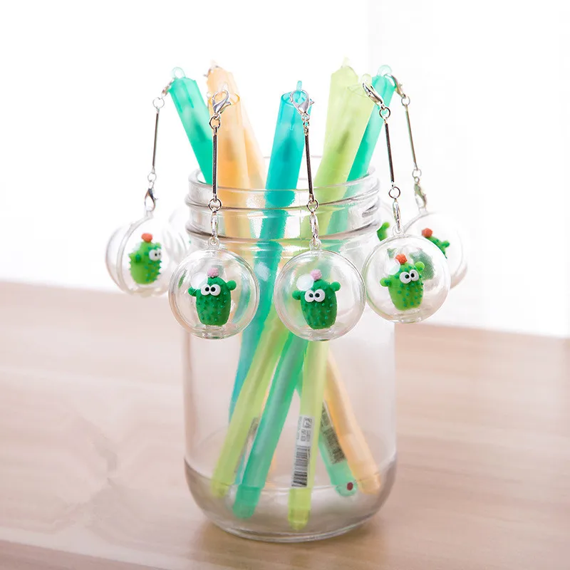 24PCS Creative Gift Crystal Ball Pendant Black Gel Pens Stationery Kawaii School Supplies |