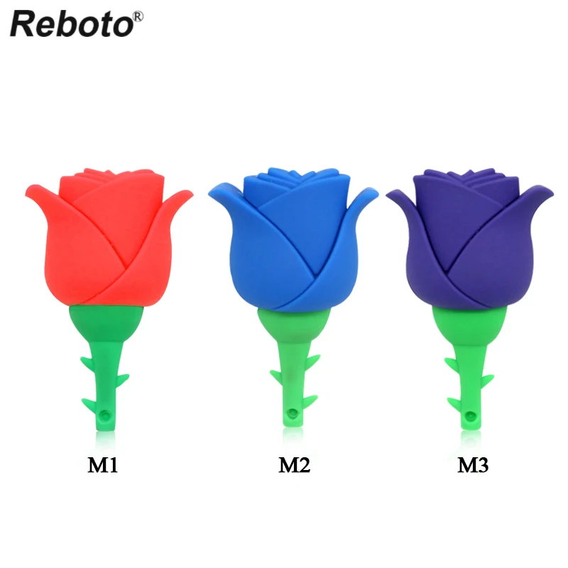 

USB-флеш-накопитель Reboto с цветным рисунком розы, 64 ГБ, 4 ГБ, 8 ГБ, 16 ГБ, 32 ГБ, USB 2,0