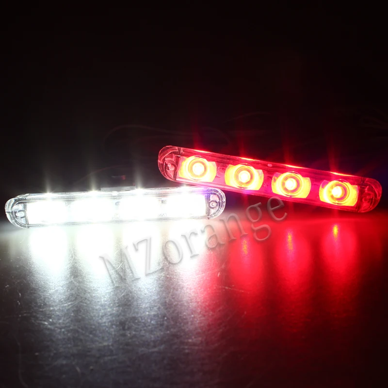 Red and White 2x4 светодиодный автомобиля 12V Строб Предупреждение светильник дистанционного Управление проблесковый маячок аварийного проблесковый маячок автомобилей Грузовик DRL Дневной светильник - Цвет: Red and White