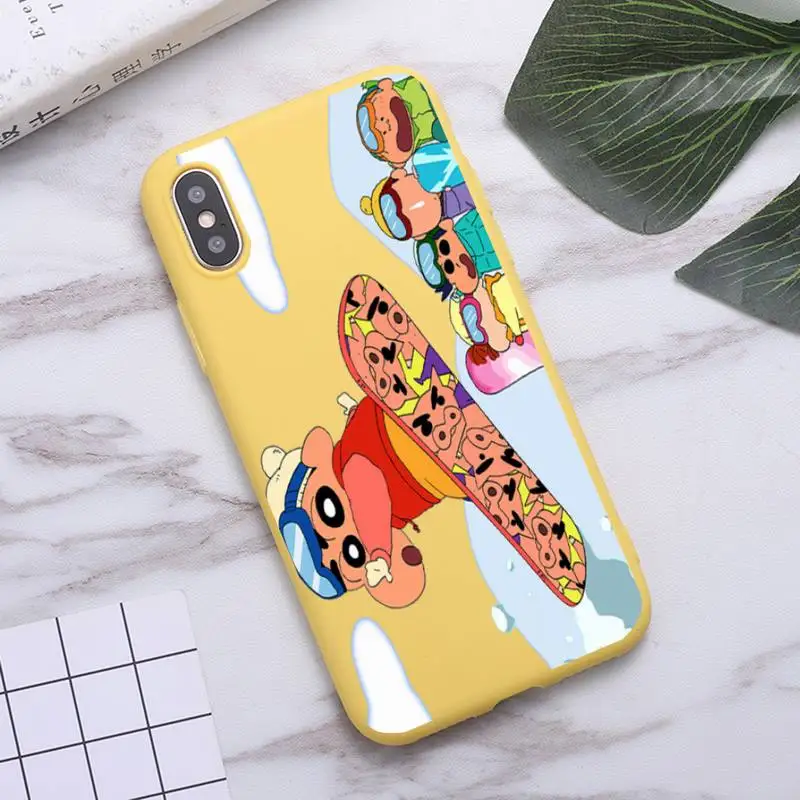 

Cartoon Crayon Shin-chan Family Phone Case for iPhone 11 Pro Max X XR XS 8 7 6s Plus Candy yellow Silicone Cases