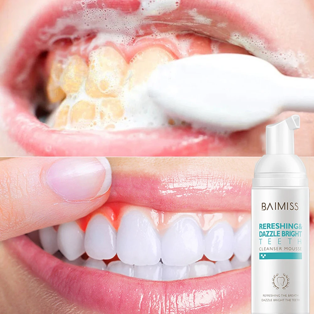 

Teeth Whitening Mousse Toothpaste Tooth-Cleaning Fresh Shining Oral Hygiene Removes Plaque Stains Bad Breath Dental Tool