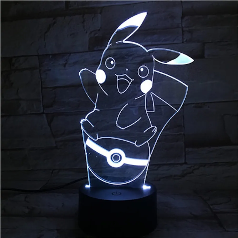 Pokemon Pikachu Cartoon 3d Night Lights Pocket Monster Led Lighting Xmas Gift Colorful Desk Lamp Decor Home Novelty Lampara Set