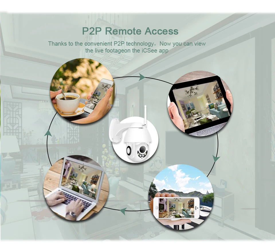 Ip-камера 1080P Беспроводная HD 2MP PTZ WiFi скоростная купольная камера безопасности