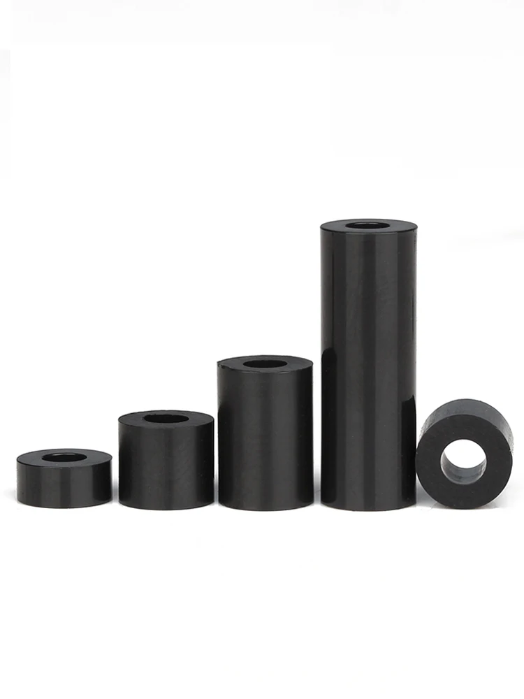 50 шт. M3 M4 M5 M6 Черный ABS Rround Проставка нейлоновая нерезьбовая круглый полый шайба