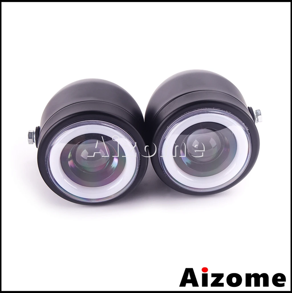 Мотоцикл светодиодный двойная фара пользовательские Винтаж фары двойные