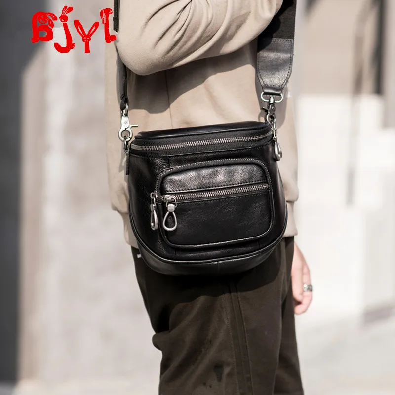 Genuine Leather Casual Men's Small Shoulder Bag Men Leather Messenger Bag Lightweight Trendy Men Crossbody SLR Bag Camera Bags