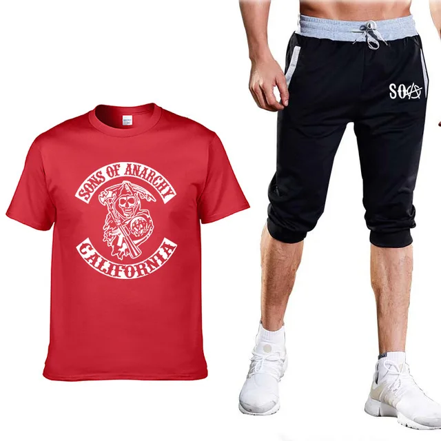 New 2020 Summer for SOA Skull of anarchy the child Printed Casual Crew neck Short Sleeve male T-Shirt+Pants Suit 2Pcs H | Автомобили и