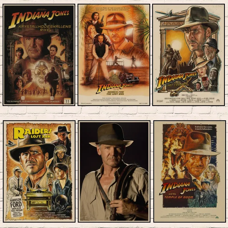 Фильм Приключения из сериала Индиана Джонс бумажный постер украшение для бара