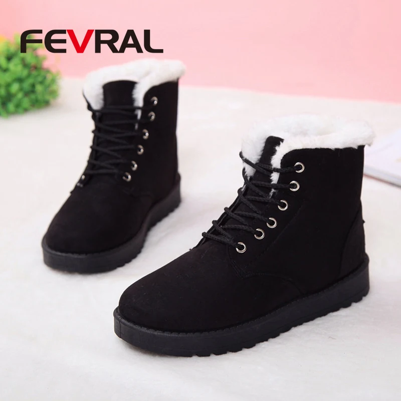 Классические женские зимние сапоги FEVRAL замшевые ботильоны для снежной погоды