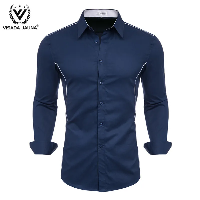 Мужские рубашки VISADA JUANA повседневные облегающие из 100% хлопка для работы в офисе