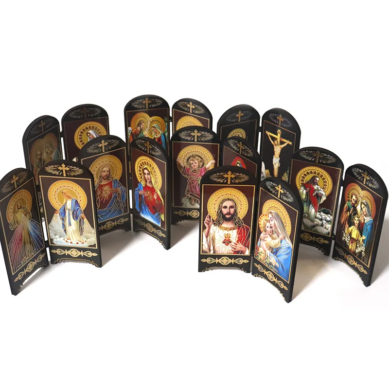 Религиозная фигурка икона двойной экран настольное украшение Иисус Христа