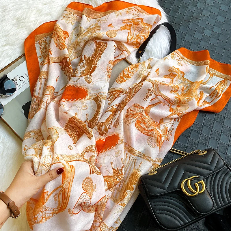 

European and American fashion sunscreen shawl beach towel carriage autumn new warm scarves women winter cotton hemp handle shawl