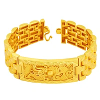 dragon pattern men bracelet yellow gold filled cool hip hop wrist link chain gift