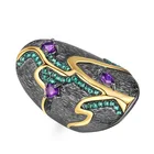 Винтажное обручальное кольцо с фиолетовым и зеленым камнем