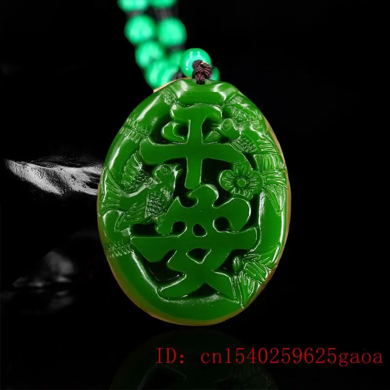

Зеленая Нефритовая птица кулон ожерелье ювелирные изделия натуральный модный Амулет из нефрита очаровательные резные китайские Подарки
