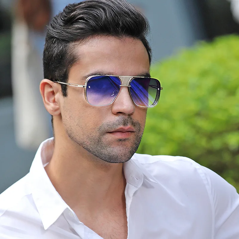 

2021 brand designer square sunglasses for man brown metal gradient woman sunglasses sunglasses hombr