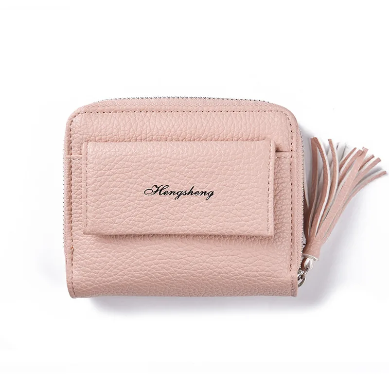

Women's wallets short wild zipper bag student girl tassel lychee pattern buckle coin purse multifunctional wallet card holder