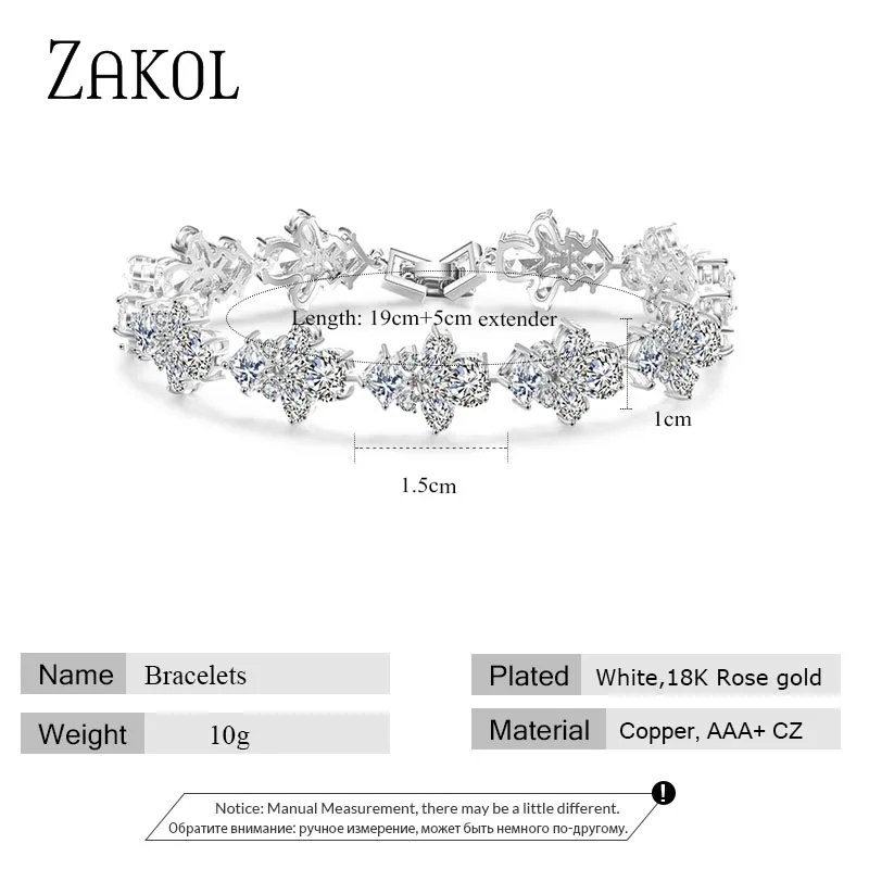 ZAKOL Модные кубический цирконий геометрической формы браслеты с брелоками для