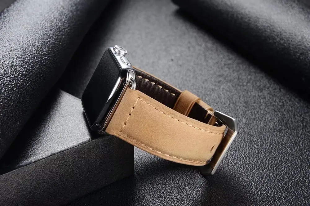 Ремешок iWatch в ретро стиле из натуральной кожи, сменный ремешок для Apple Watch, 44 мм, 42 мм, серия 3, 2, 1, спортивный ремешок iwatch 38 мм