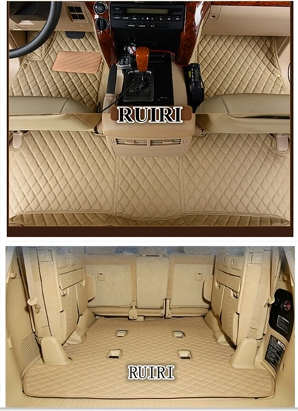 Специальные автомобильные коврики+ коврик в багажник для Toyota Land Cruiser 200, 7 мест,-2007, водонепроницаемые Автомобильные ковры для LC200
