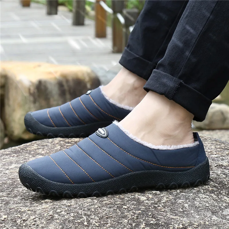 

Winter Men Shoes Warm Plush Slippers Men Outdoor Indoor Home Shoes Unisex Flip Flops Non-slip Slides Casual Mule chanclas hombre