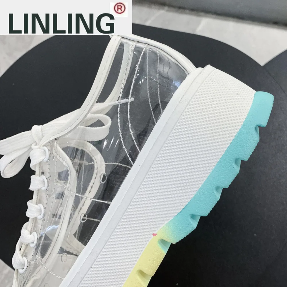 

Summer New Women Chunky Sneakers Casual Dad Shoes Platform Sneakers Transparent Thick Sole Breathable Mesh Rainbow Sneakers