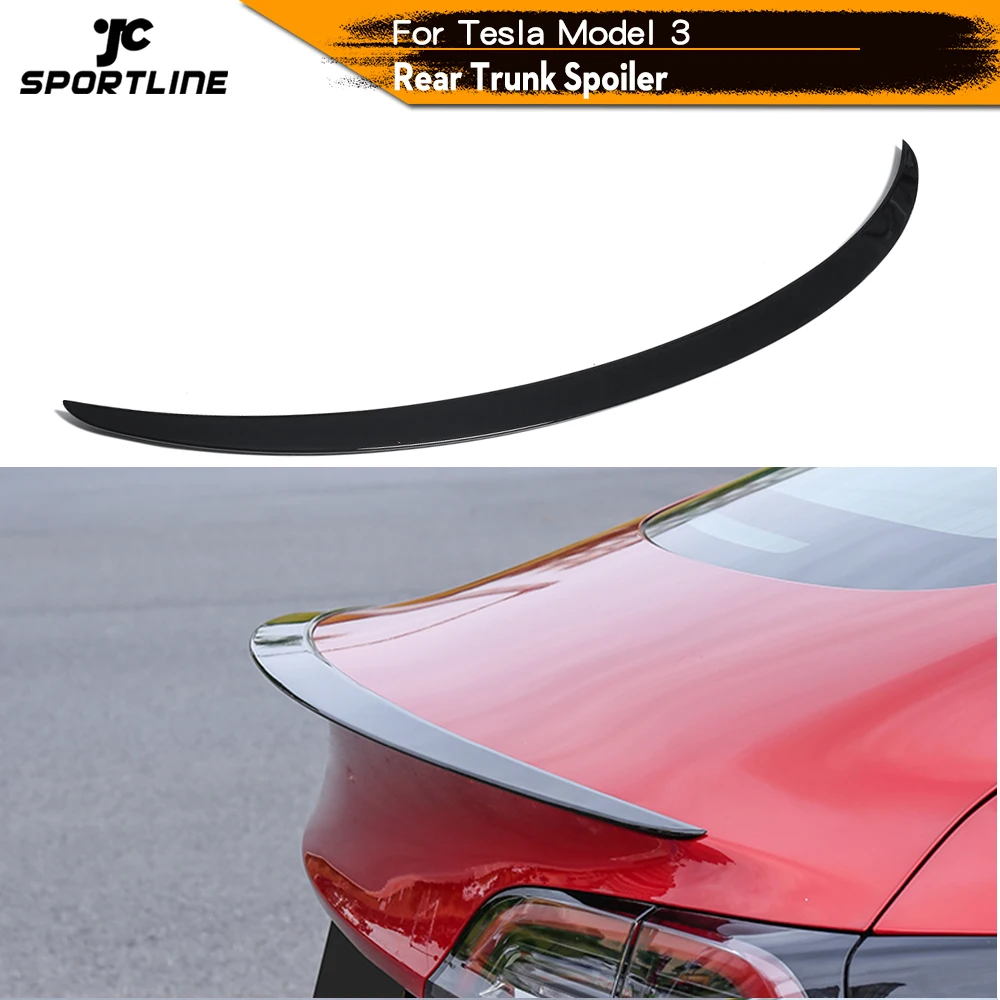 Задний спойлер для багажника ботинка крыла губы Tesla Model 3 2017 2019 глянцевый черный