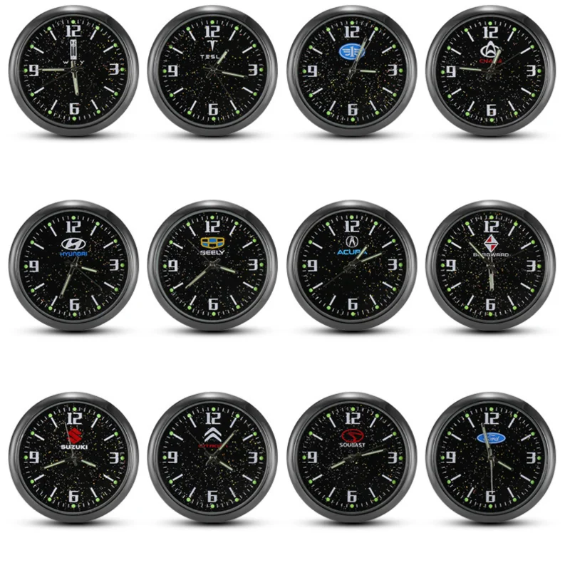 Автомобильные светящиеся часы с клипсой на вентиляционное отверстие украшение
