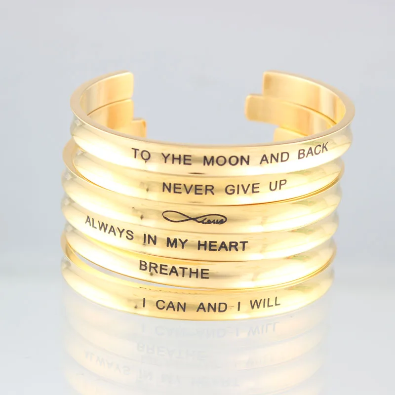 Золото Цвет 316L Нержавеющая сталь с гравировкой положительный вдохновляющие