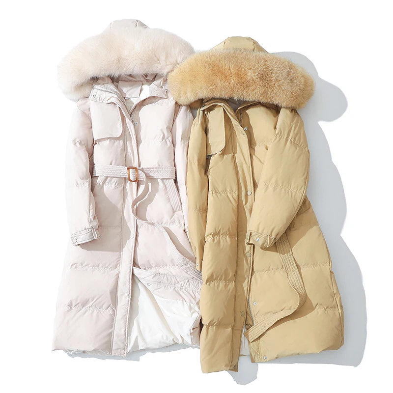 

Winter Coat Women Fur Collar Parkas Puffer Jacket Hooded Jackets for Women 2021 Woman Fashion Midi Clothes Doudoune Femme HLY156