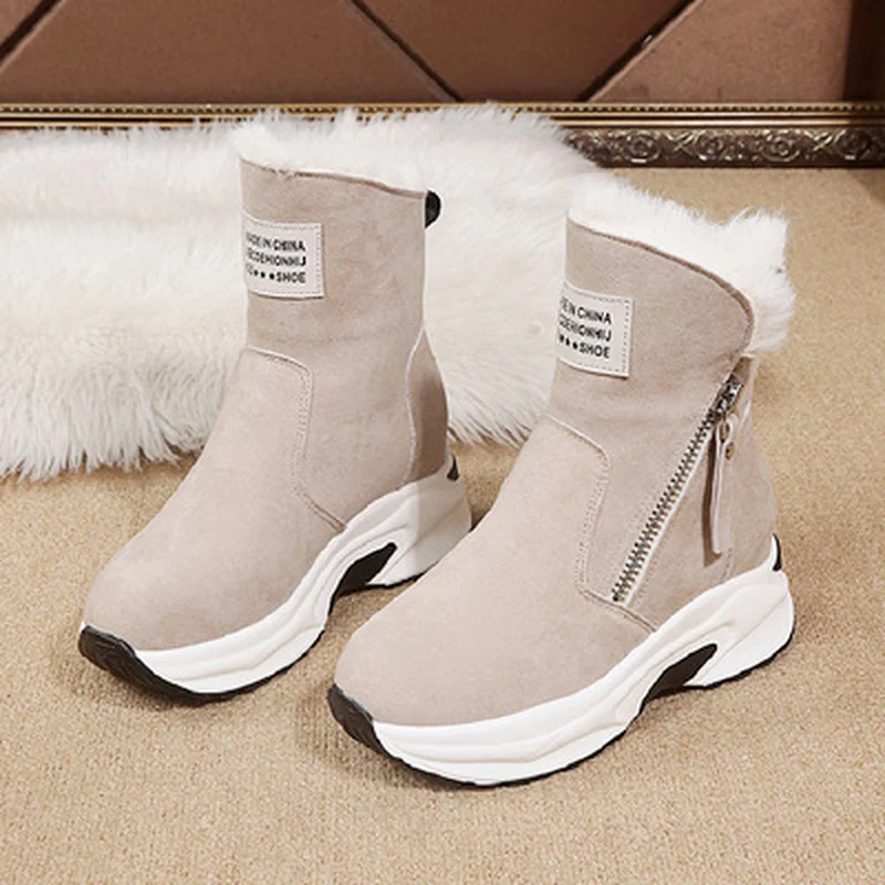 

Snow Boots Women 2021 Winter Boots High Plush Warm Shoes Plus Size Easy Wear Girl White Zip Shoes Female Hot Boots