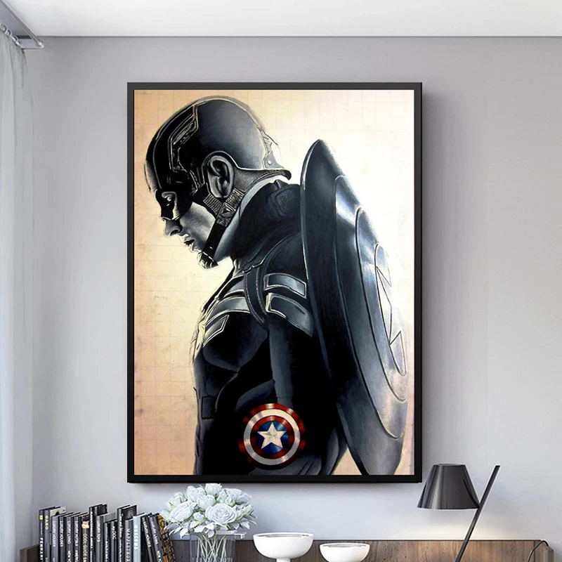 Постер Капитан Америка Marvel, фильм супергероев, печать на холсте, живопись, современные настенные картины для гостиной, домашний декор - купить по выгодной цене