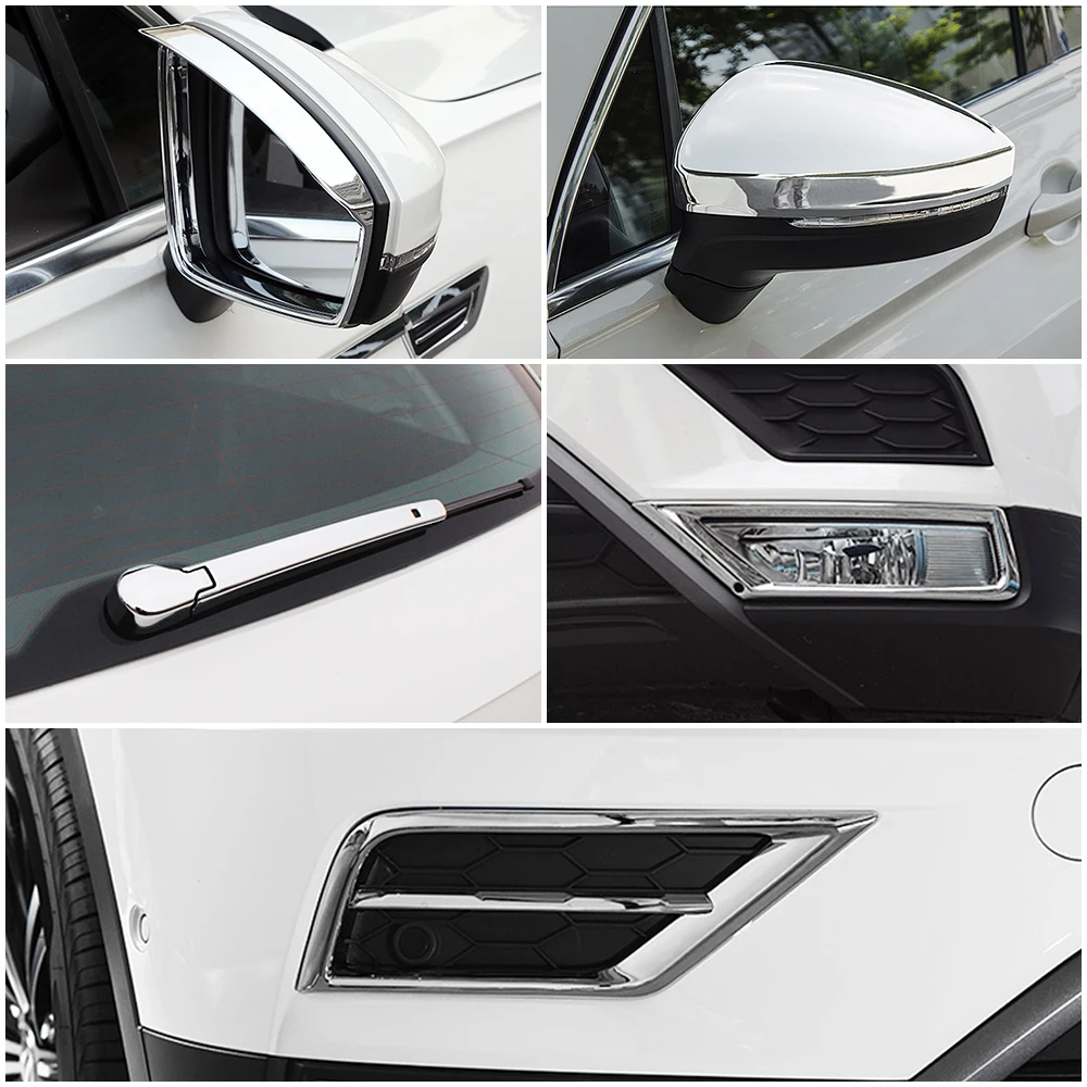 For Volkswagen VW Tiguan MK2 2017-2019 Chrome Side Mirror Rear Window Wiper Fog Light Cover Car Exterior Trim Protector Sticker