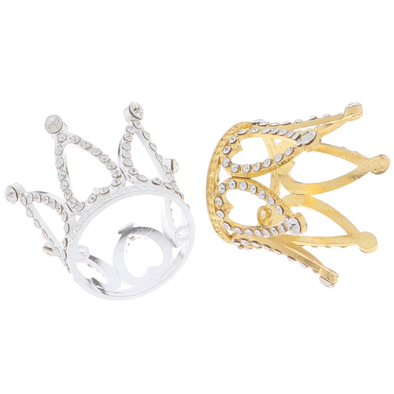 

1pc Mini Crown Princess Topper Crystal Pearl Tiara Children Hair Ornaments for Wedding Birthday Party Cake Decorating Tools