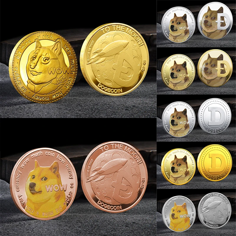 

Beautiful WOW Gold Plated Dogecoin Commemorative Coins Cute Dog Pattern Dog Souvenir Collection Gifts Collectible Coins