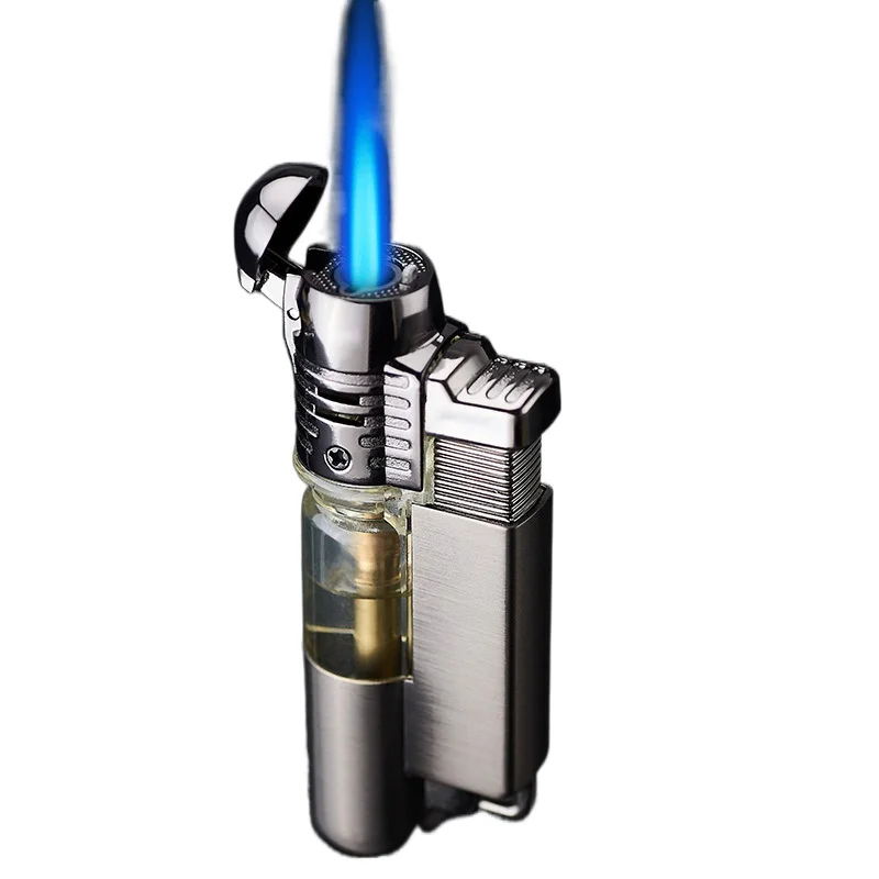 

Butane Windproof Turbine Lighter Mini Metal Natural Gas Blue Flame Direct Injection Cigarette Lighter Cigar Accessory Gift