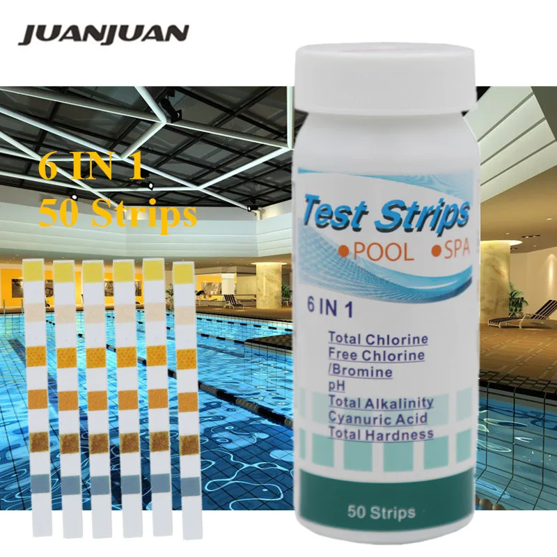 6 в 1 Набор для спа теста бассейна полоски общего хлора свободного брома pH общей