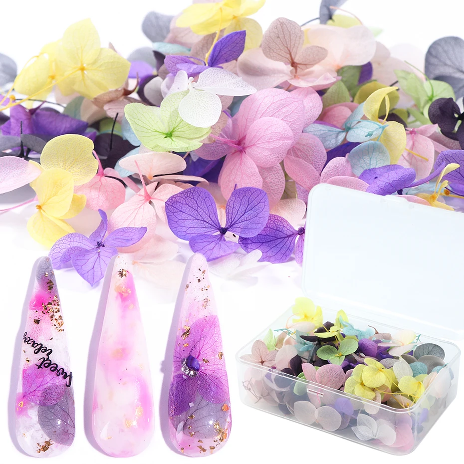100pcs Fasting Dried Flowers 3D Nail Art Decorations Natural Floral Sticker Charms Nail Designs UV Gel Polish Accessories BE1505