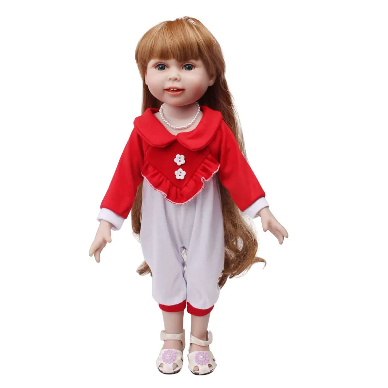 

18 Inch American Doll Girls Clothes Red Onesie SuitJumpsuits Newborn Baby Toys Accessories Fit 40-43 Cm Boy Dolls c586