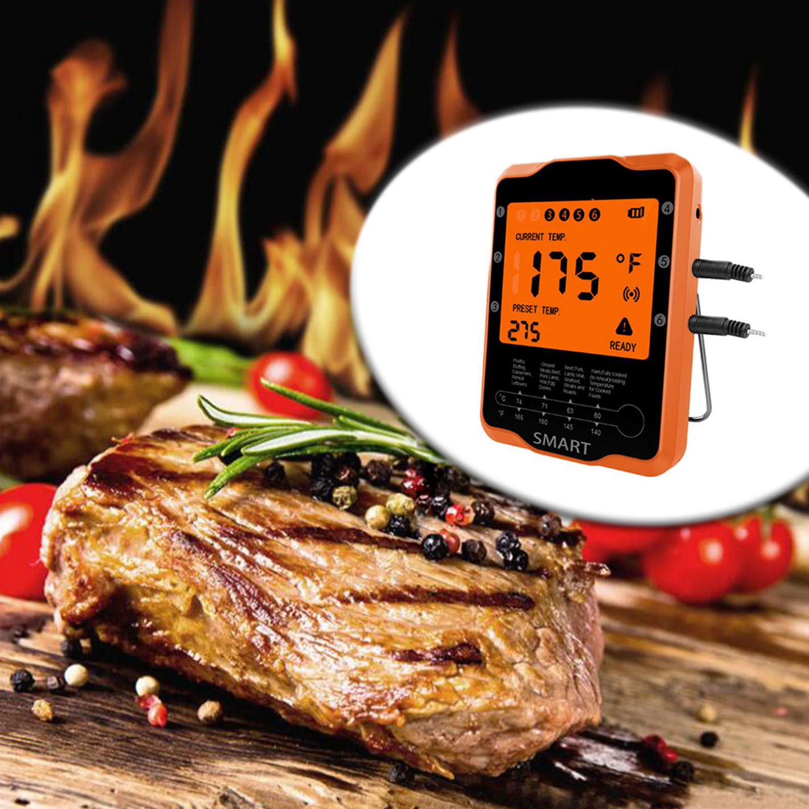 

Instant Read Meat Thermometer Wireless Bluetooth Digital Meat Thermometer with Probe for Cooking BBQ Oven Grilling and Smoking