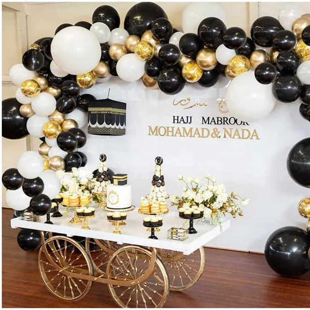 

DIY золотые черные воздушные шары Арка гирлянда баннер Мальчики Девочка День рождения Свадьба фотобудка фон Свадебный душ украшения для дет...
